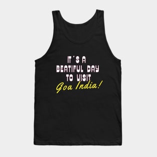 Goa India. White text. Gift ideas for the travel enthusiast. Tank Top